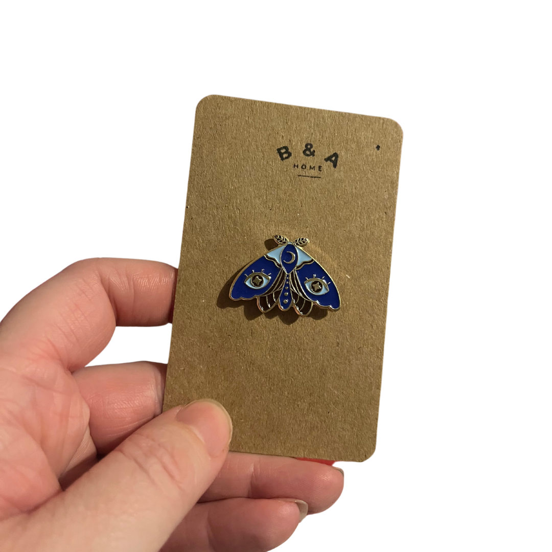 Blue Moth Pin Badge