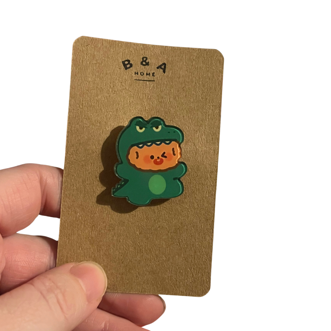 Cute Bear Crocodile Pin Badge