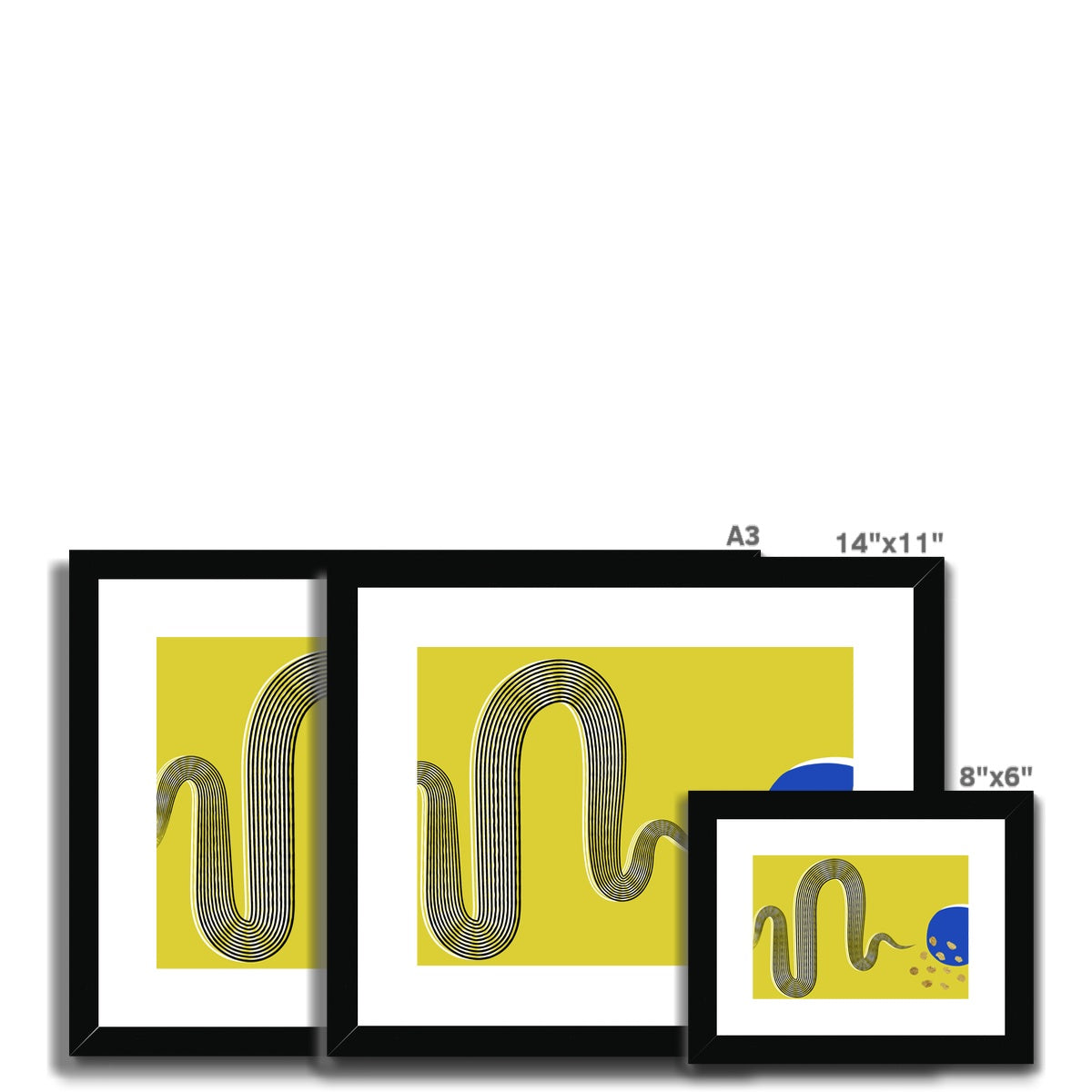Yellow Modern Snake Framed & Mounted Print