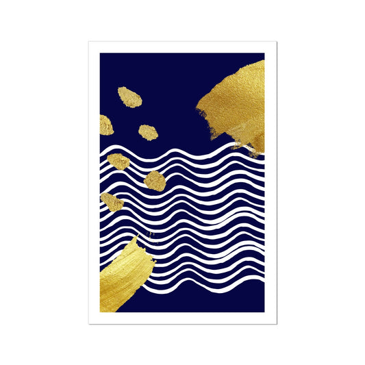 Gold & Navy Modern Fine Art Print
