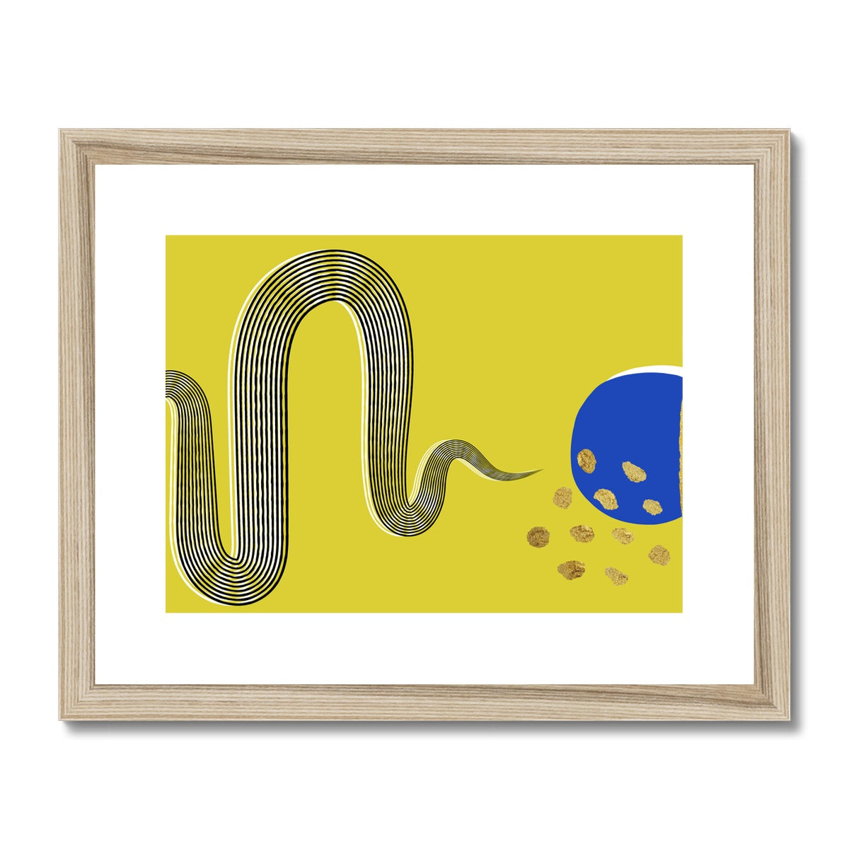 Yellow Modern Snake Framed & Mounted Print