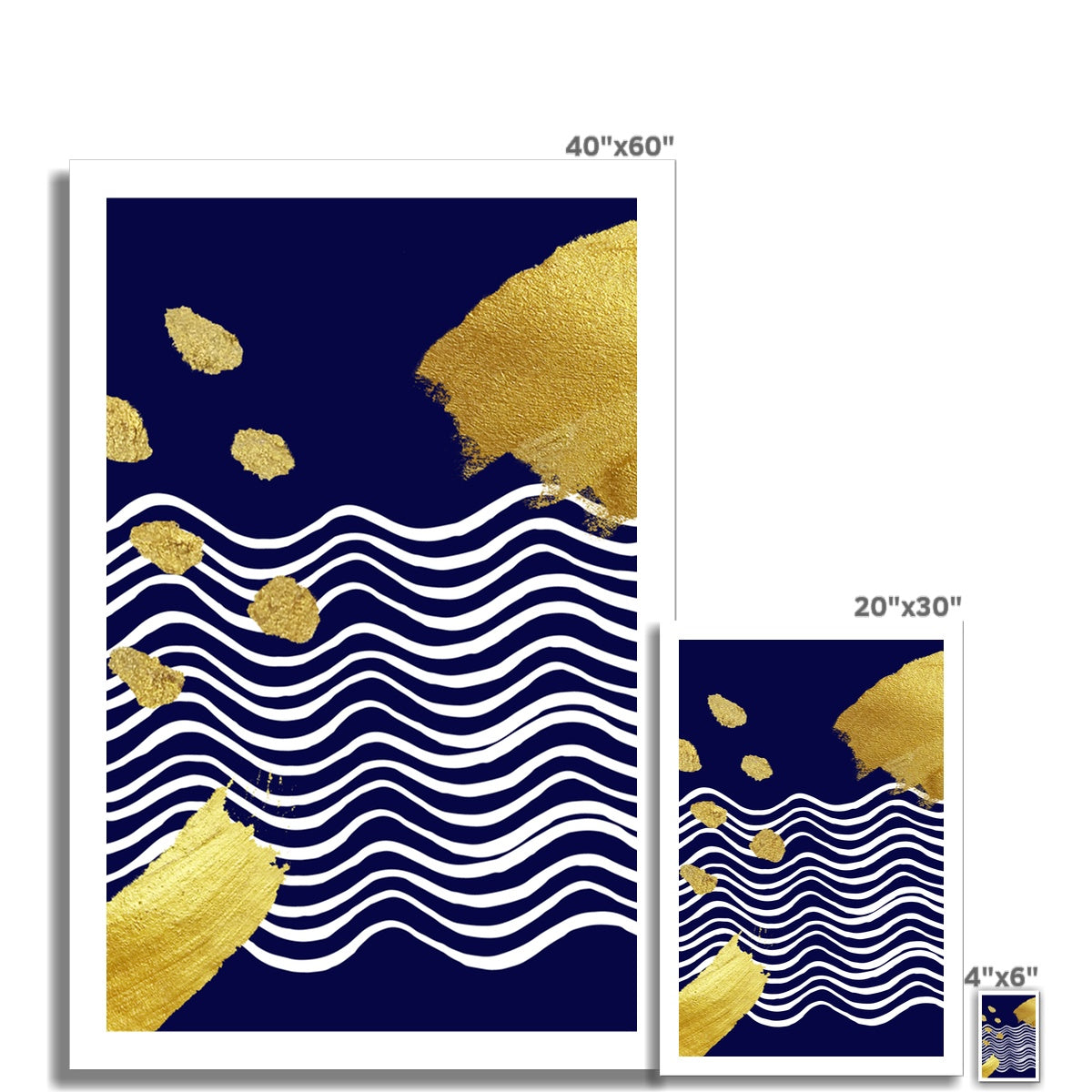 Gold & Navy Modern Fine Art Print