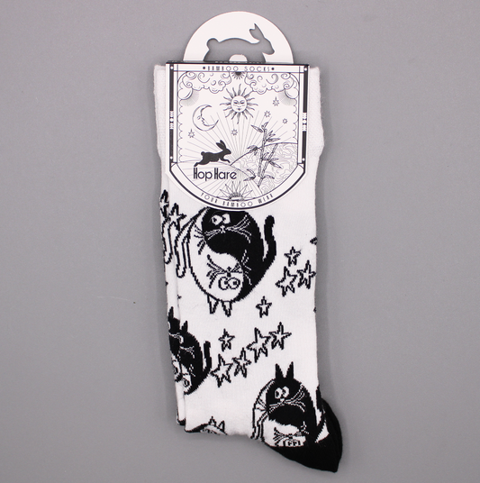 Hop Hare Bamboo Socks - Ying Yang Cats