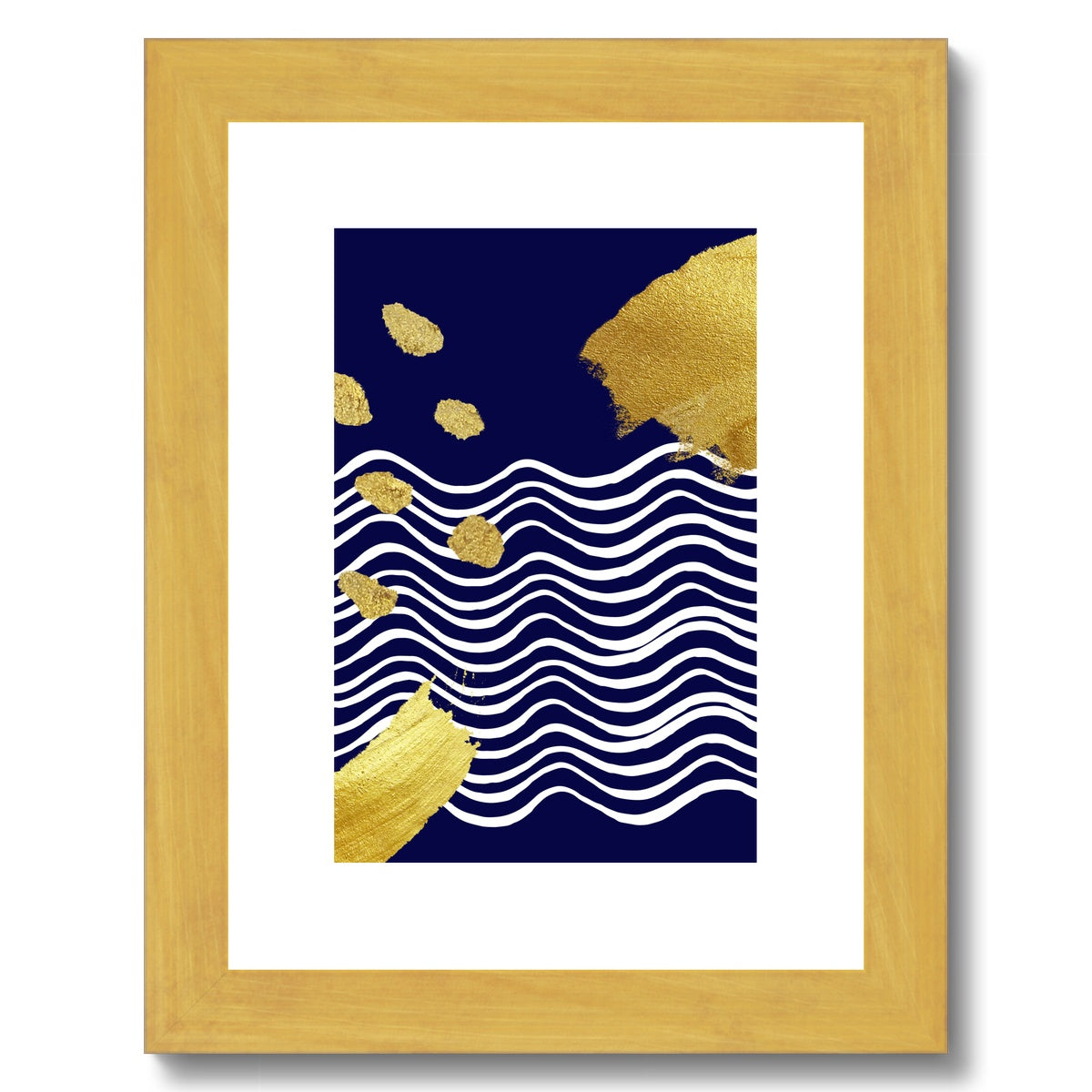 Gold & Navy Modern Antique Framed & Mounted Print
