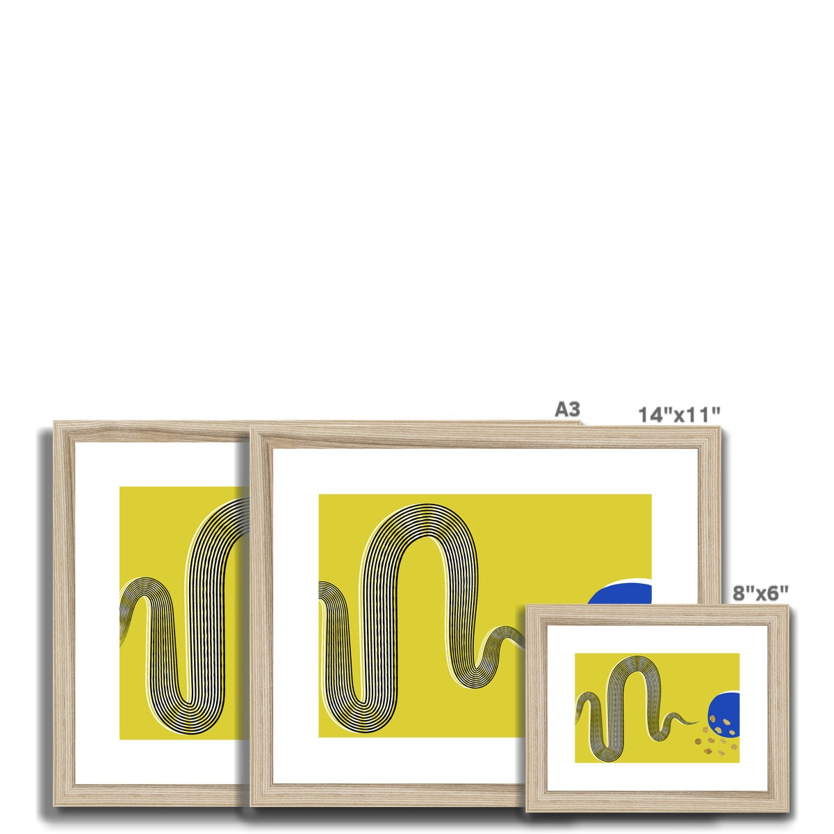 Yellow Modern Snake Framed & Mounted Print