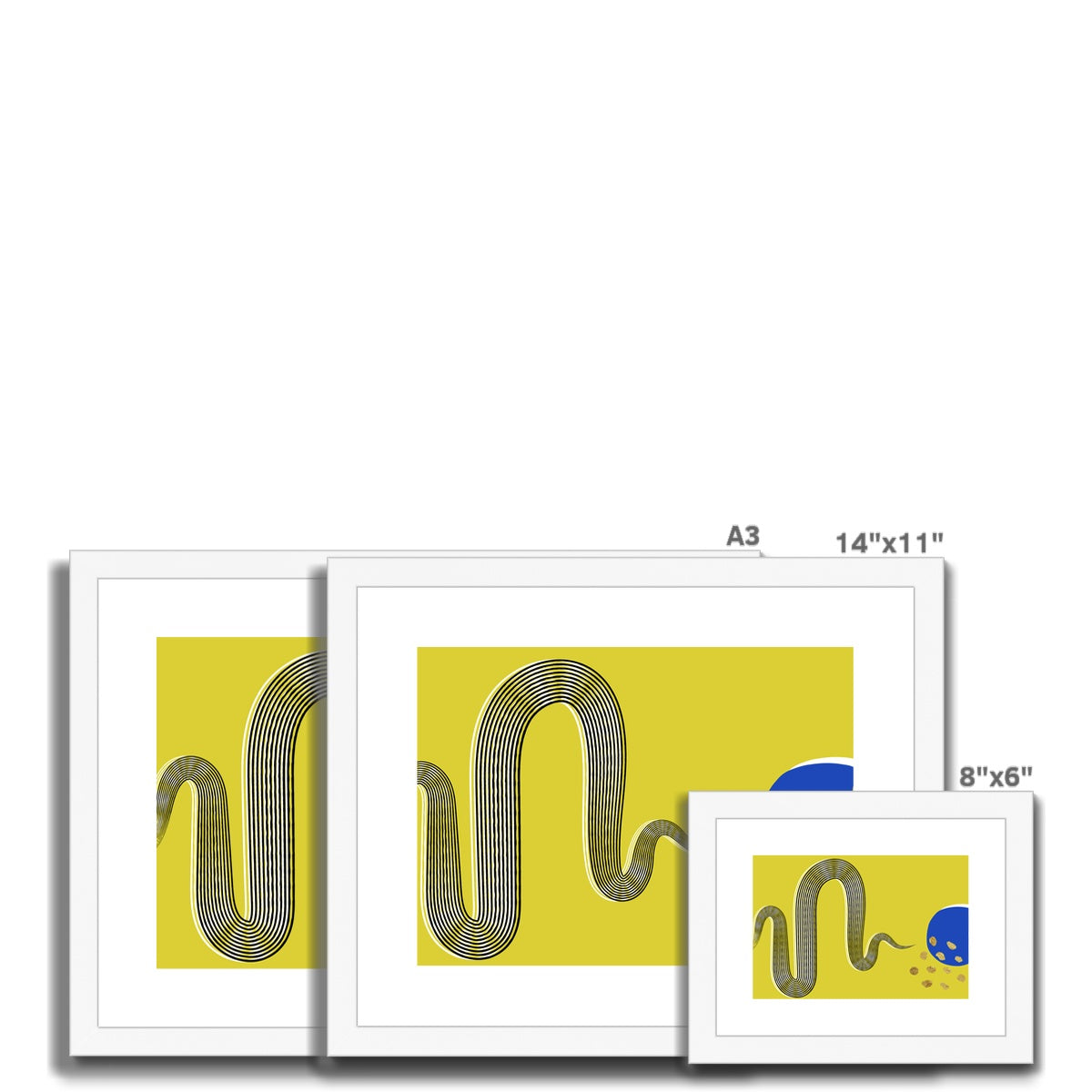 Yellow Modern Snake Framed & Mounted Print