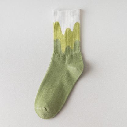 Ribbed Drip Colour Skater Style Socks