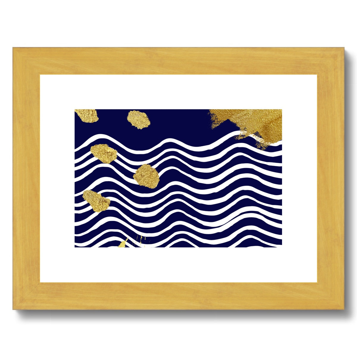 Gold & Navy Modern Antique Framed & Mounted Print