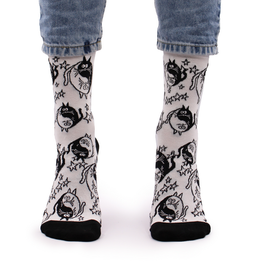 Hop Hare Bamboo Socks - Ying Yang Cats